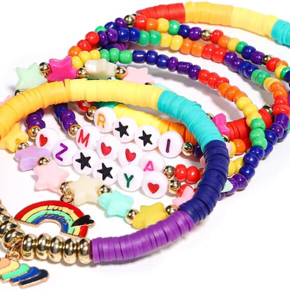 Symbolic Kpop Beaded Bracelets - 6 Elastic Friendship Charms for Fans - Picture 1 of 8